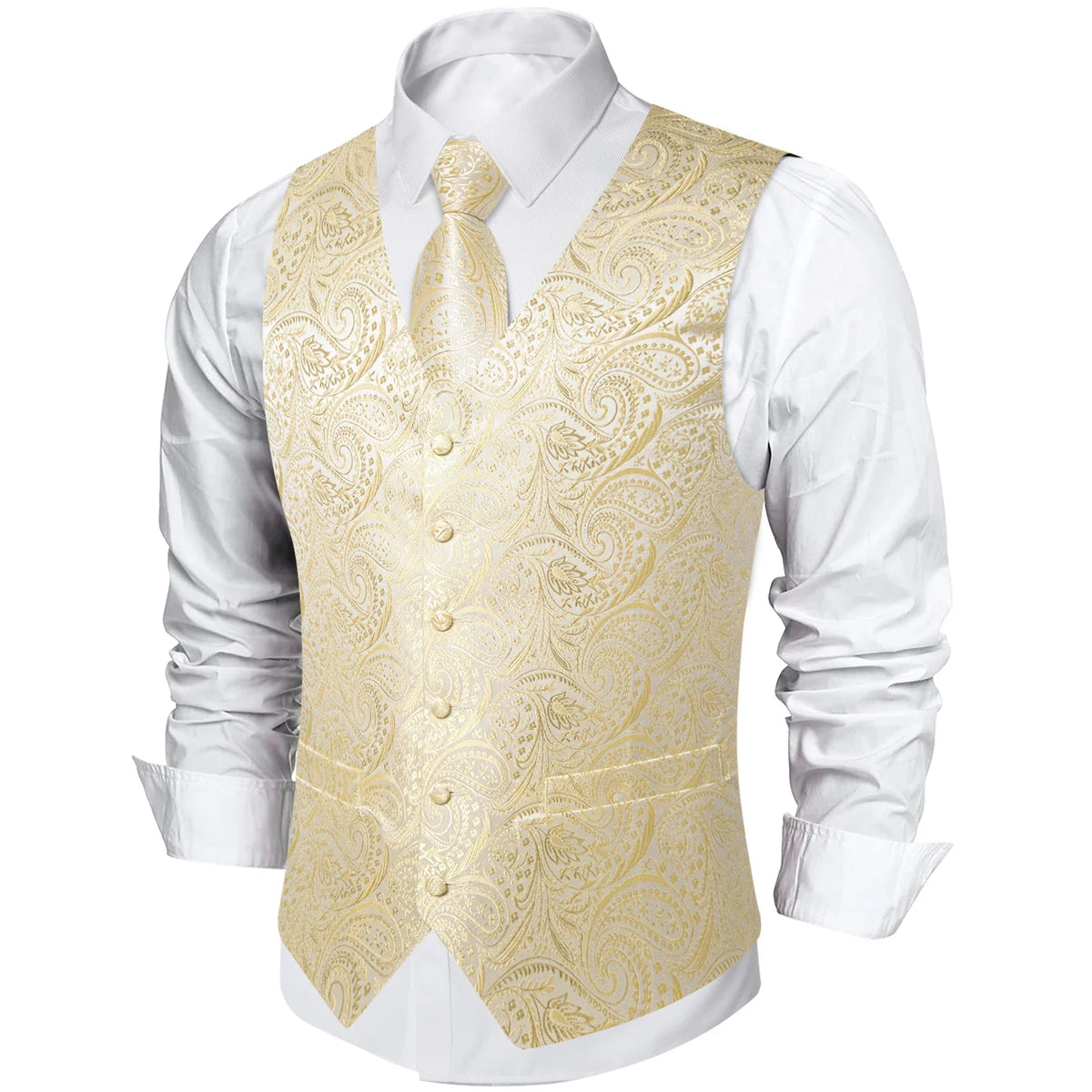 Men's Paisley Suit Vest with Tie and Handkerchief Set for Wedding and Prom