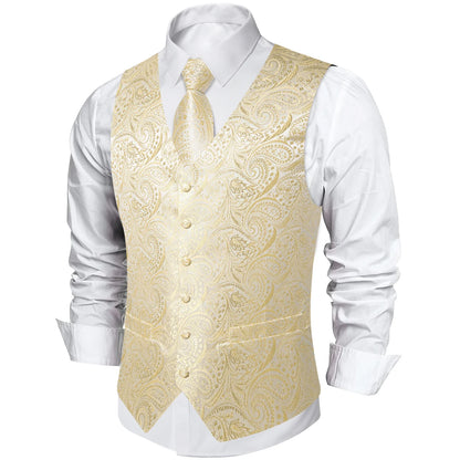Men's Paisley Suit Vest with Tie and Handkerchief Set for Wedding and Prom