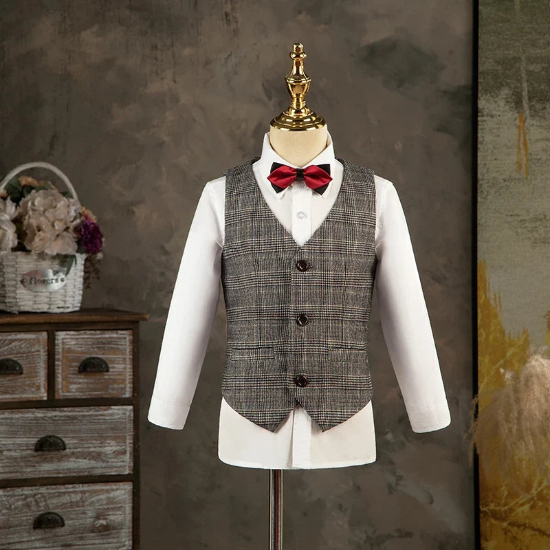 Children 2 Year Birthday Party Wedding Wear Suit For Boys Gentleman Kids Violin Dance Show Set Child Performence Tuxedo Dress