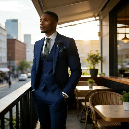Men's 3-Piece Formal Suit – Notched Lapel Jacket, Vest & Pants for Weddings & Occasions