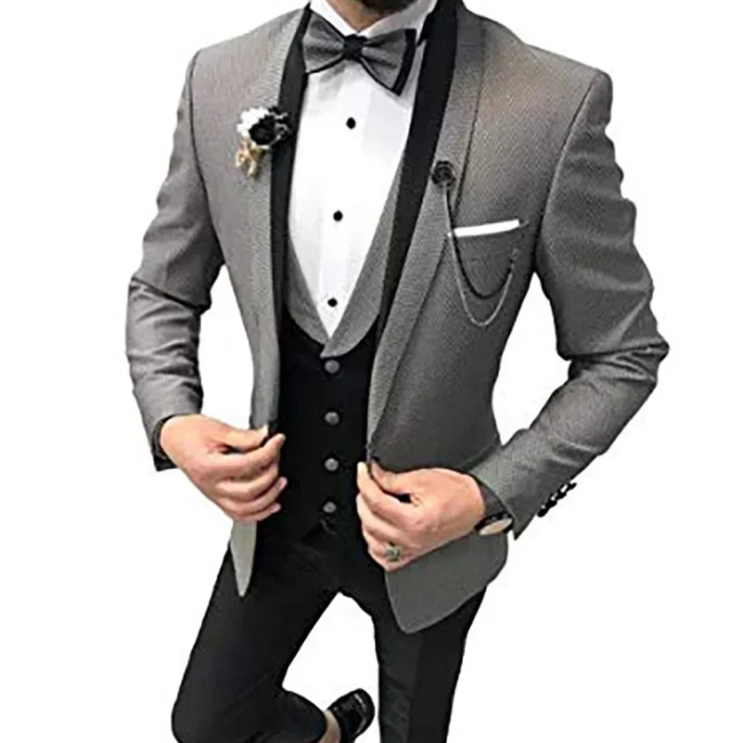 One Button Men's Business Suits Slim Fit Skinny Men's Wedding Prom Suits 3 Pieces(Jacket+Pant+Vest)traje novio