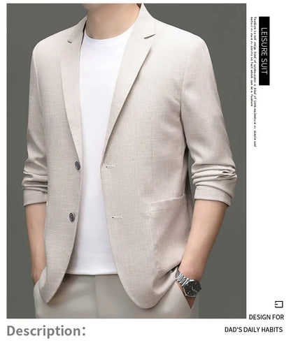 Blazer Summer Men's Fashion Gentleman Korean Version Trendy Performance Banquet Host Casual Ice Silk Sun-protective Clothing
