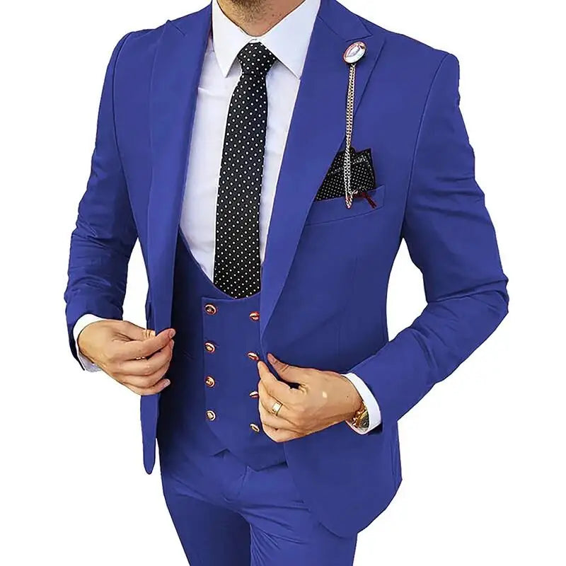 Slim Fit Peaked Lapel Mens Suits Green Business Wedding Tuxedo Fashion Groom Outfit Blazer with Vest And Pants for Prom Party