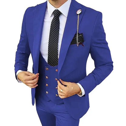 Slim Fit Peaked Lapel Mens Suits Green Business Wedding Tuxedo Fashion Groom Outfit Blazer with Vest And Pants for Prom Party