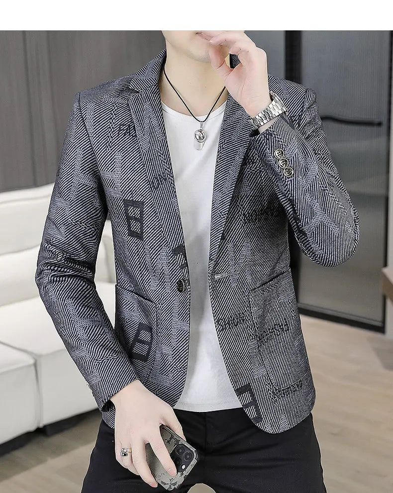 Blazer Men's Fashion Outdoor Travel Gentleman Wedding Slimming Business Versatile Trendy Casual Korean-style Formal Wear Blazer