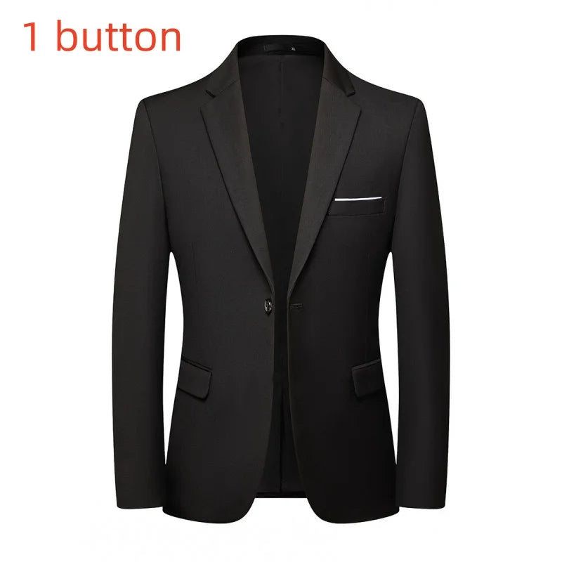 Blazer Fashion Men Business Casual Solid Color British Style Wedding Gentleman Slim Professional Formal Suit Blazer