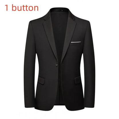Blazer Fashion Men Business Casual Solid Color British Style Wedding Gentleman Slim Professional Formal Suit Blazer