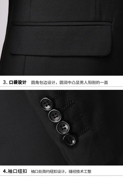 Suits for Men, College Students, Civil Servants, Business Interviews, Formal Wear, Weddings, Grooms, Best Men, Two-Piece Suits