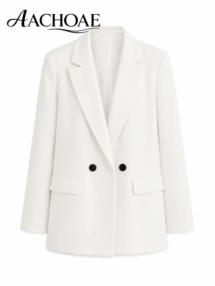 Women Double Breasted Blazer Elegant Office Lady Suit Jacket Oversized Casual Long Sleeve Blazer Spring Autumn Outerwear