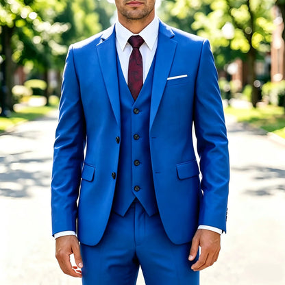 Costume Homme Slim 3 Pièces Blazer Gilet et Pantalon Ensemble de Smoking Élegant de Haute Qualité Robe de Mariage Affaires