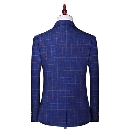 Men's Plaid Smart Casual Blazer Slim Fit Single Button Suit Jacket for Wedding & Business