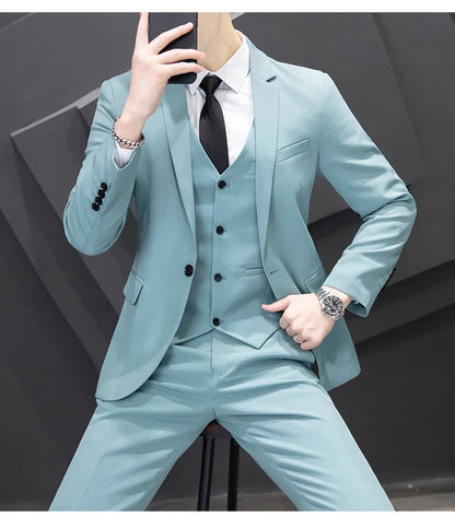 Men's Three-Piece Suit Set Fashion Business Career Waistcoat Trousers Wedding Dress Groom Best Man Decoration Body
