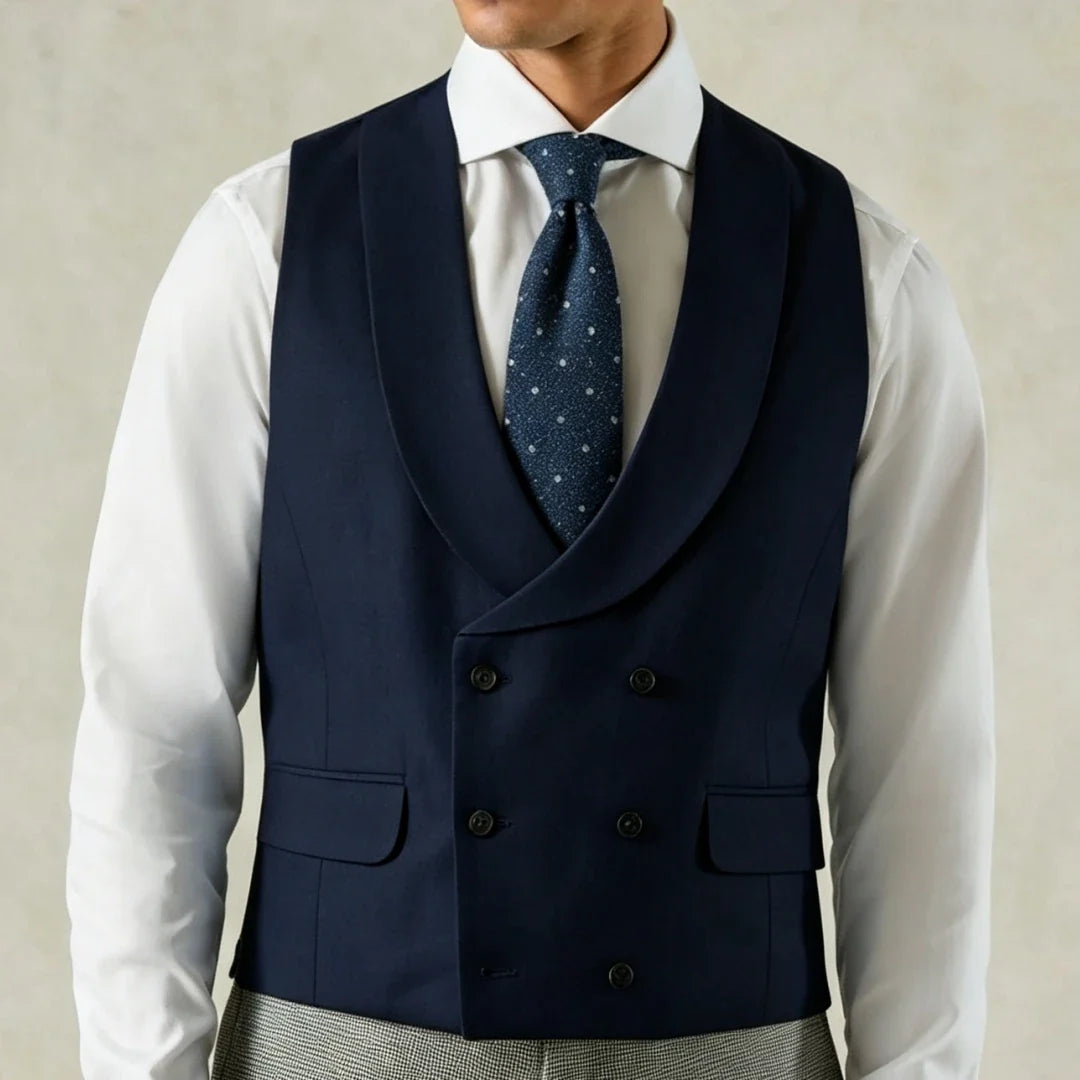 Men's Formal Vest Double-Breasted Lapel Waistcoat Pink Solid for Wedding & Business