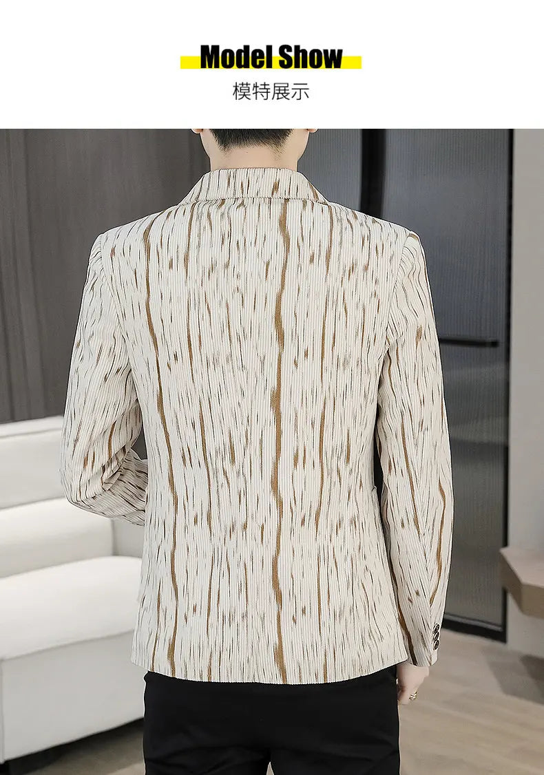 Blazer Men's Fashion Outdoor Travel Gentleman Wedding Slimming Business Versatile Trendy Casual Korean-style Formal Wear Blazer