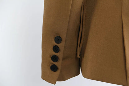 Spring Autumn New Women Blazer Notched Collar Single Button Lace-Up Waist Cinching Slim Fit Elegant Fashion Jackets HK13264