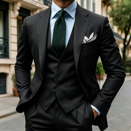 Men's 3-Piece Slim Fit Suit – Jacket, Vest & Pant for Formal Occasions