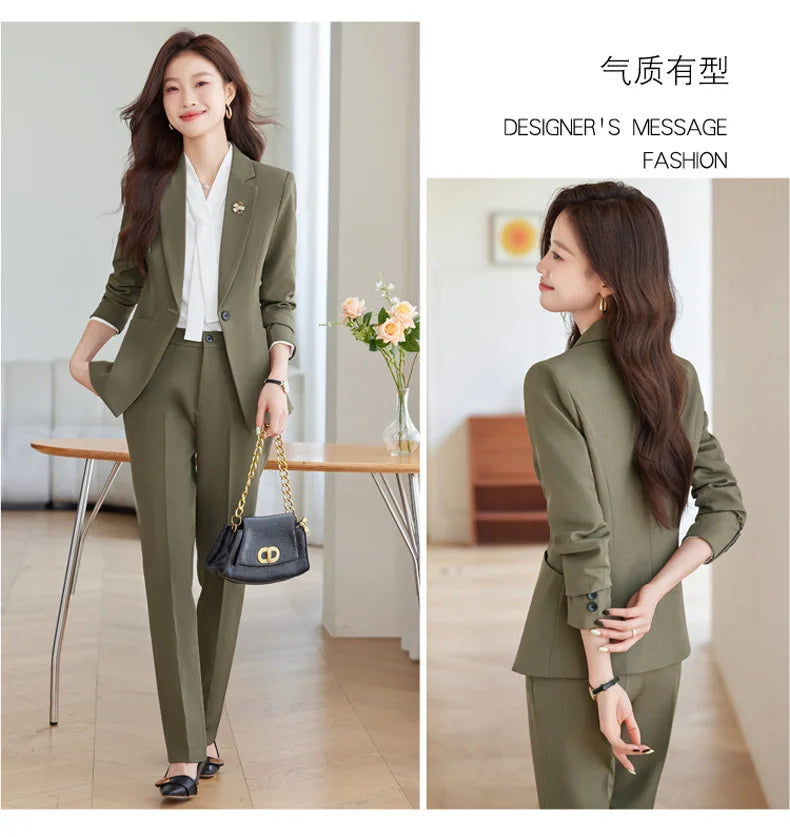 2026 Professional Womens Autumn and Winter New Two-Piece Long-Sleeved Suit + Trousers. Fashion Boutique Suit