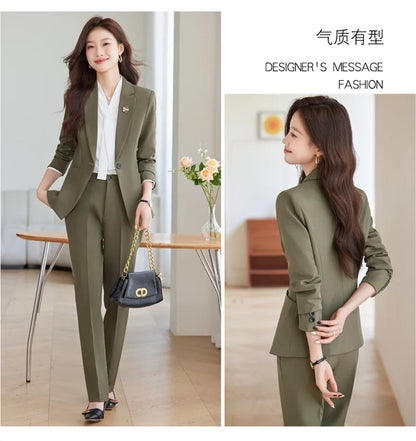 2026 Professional Womens Autumn and Winter New Two-Piece Long-Sleeved Suit + Trousers. Fashion Boutique Suit