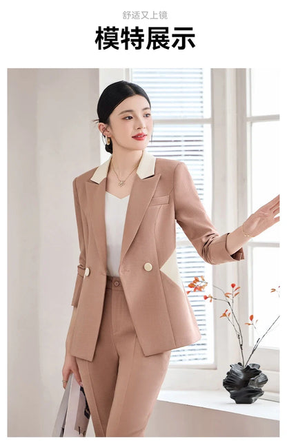 Fashionable professional women's attire, exquisite elegant two-piece pant + suit jacket. 2025 autumn winter new styles