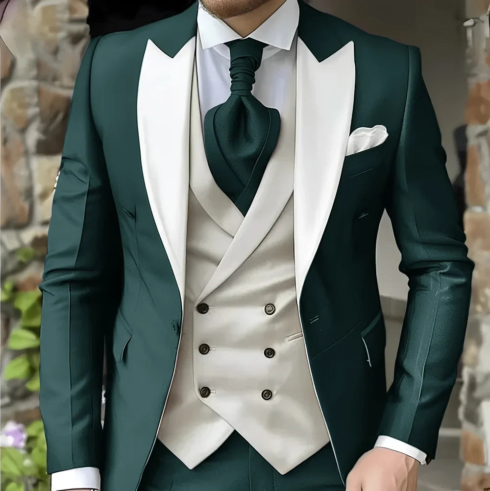 Costume de mariage pour homme à revers pointu de haute qualité coupe slim Vestes Col pointu croisé Carnavals hommes Le dernier