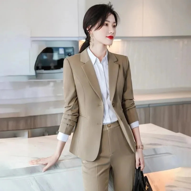 2025 New Blazer Trousers Women's Suit Sets Long Sleeve Jacket Blazer Casual Office Ladies Pantsuit For Business Clothing