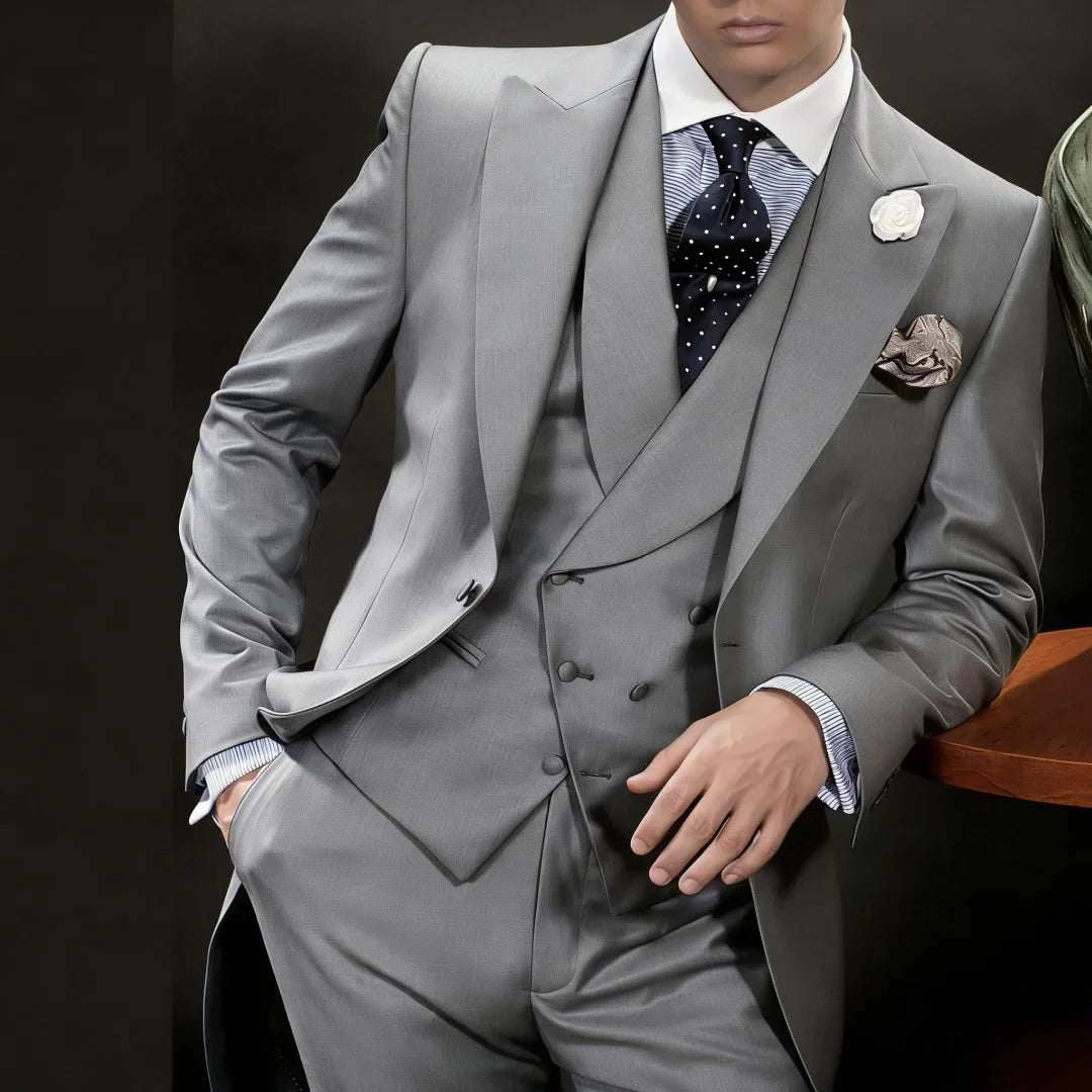Men Suit 3 Pieces White With Lapel Solid For Wedding Groom Business Party Prom Banquet Work Office Jacket Vest With Pants