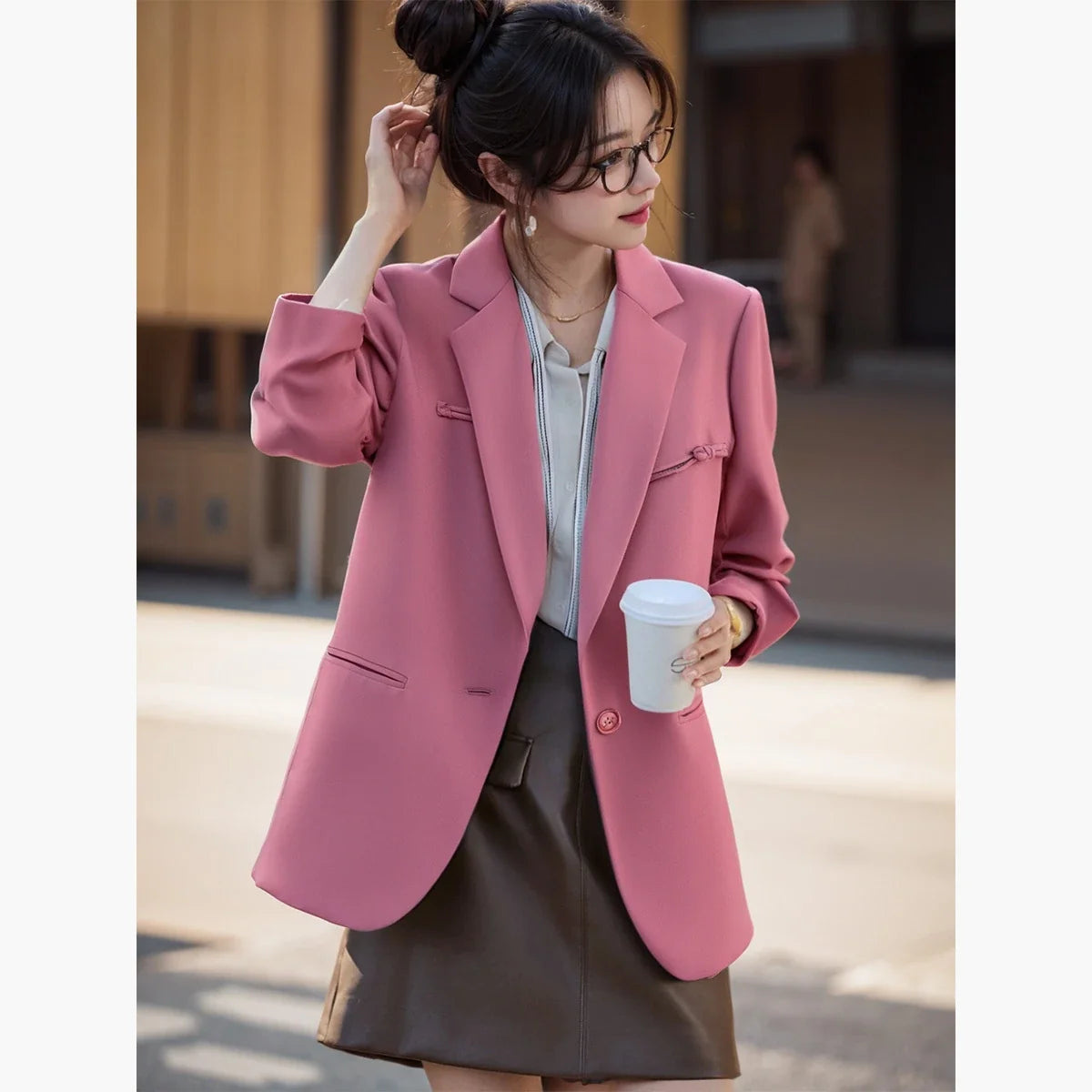 Elegant Office Lady Blazers Women 2026 Autumn New Slim Fit Jackets Chinese Style Frog Clasp Design Women Clothing V7883