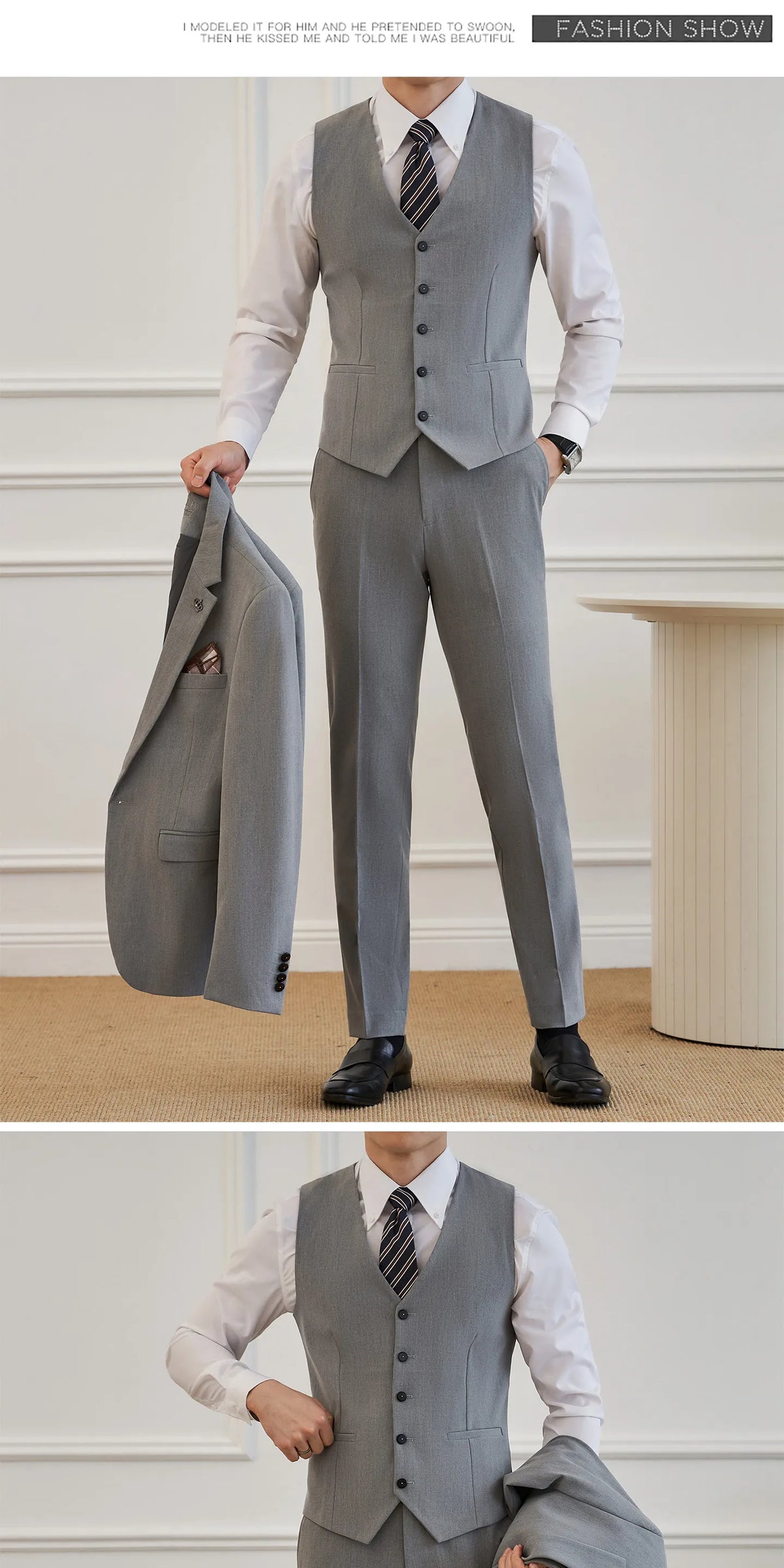 High Quality Elegant Single-Breasted Men Suit Fashion ltalian Style Slim High-end Business Groom Wedding Party Tuxedo 3/2 Pieces