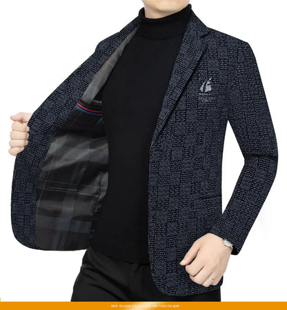 Men's Smart Casual Blazer – Single-Breasted Suit Jacket for Spring & Autumn in Black & Khaki