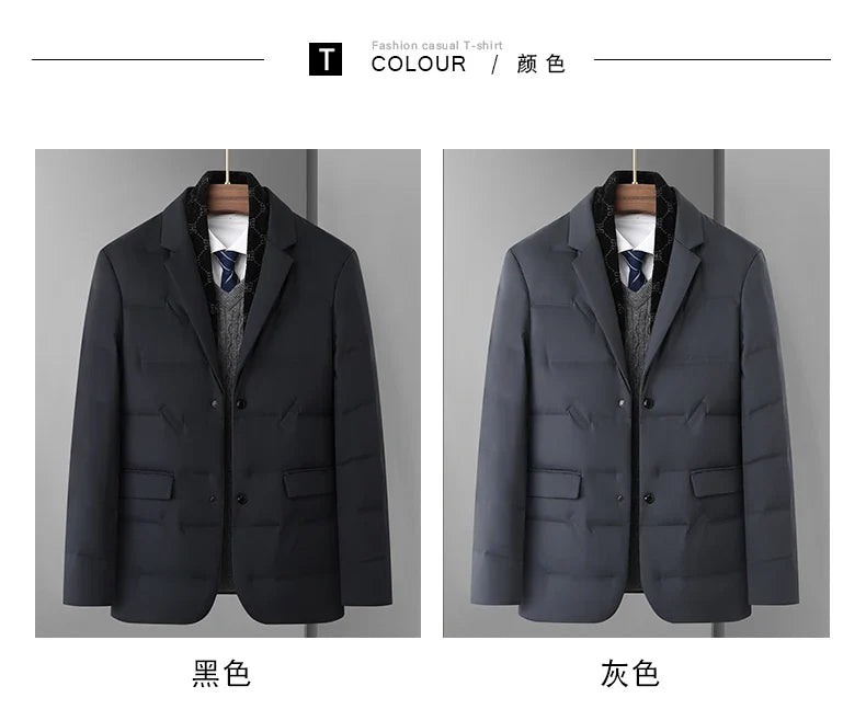 High Quality Men's Handsome down Jacket with Scarf Collar M-6XL Big Plus Size for Middle-Aged Dad Fashionable Outerwear