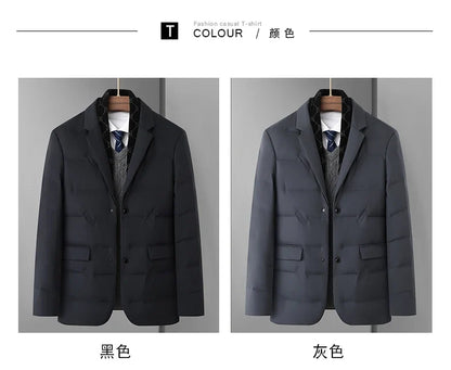High Quality Men's Handsome down Jacket with Scarf Collar M-6XL Big Plus Size for Middle-Aged Dad Fashionable Outerwear