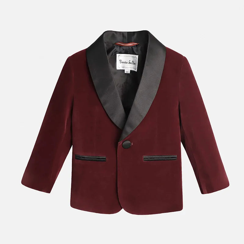 Boys Formal Suit Set 3-Piece Kids Wedding Suit Jacket Pants Bowtie for Birthday Ceremony Performance