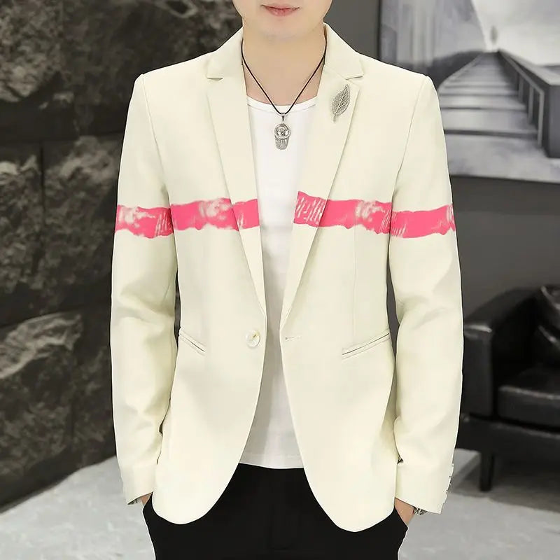 New Trendy Versatile Fashion Solid Color Korean Style Blazer Spring Autumn Casual Men's Slim Fit Handsome Suit Jacket Outerwear