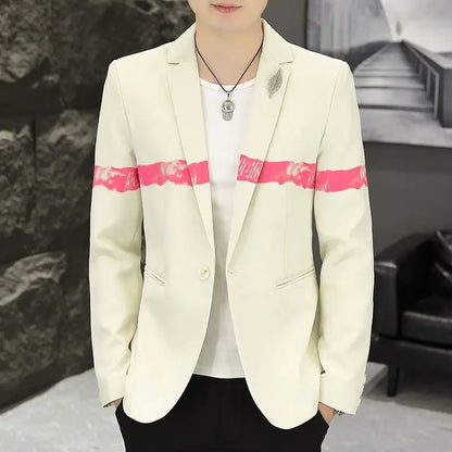 New Trendy Versatile Fashion Solid Color Korean Style Blazer Spring Autumn Casual Men's Slim Fit Handsome Suit Jacket Outerwear