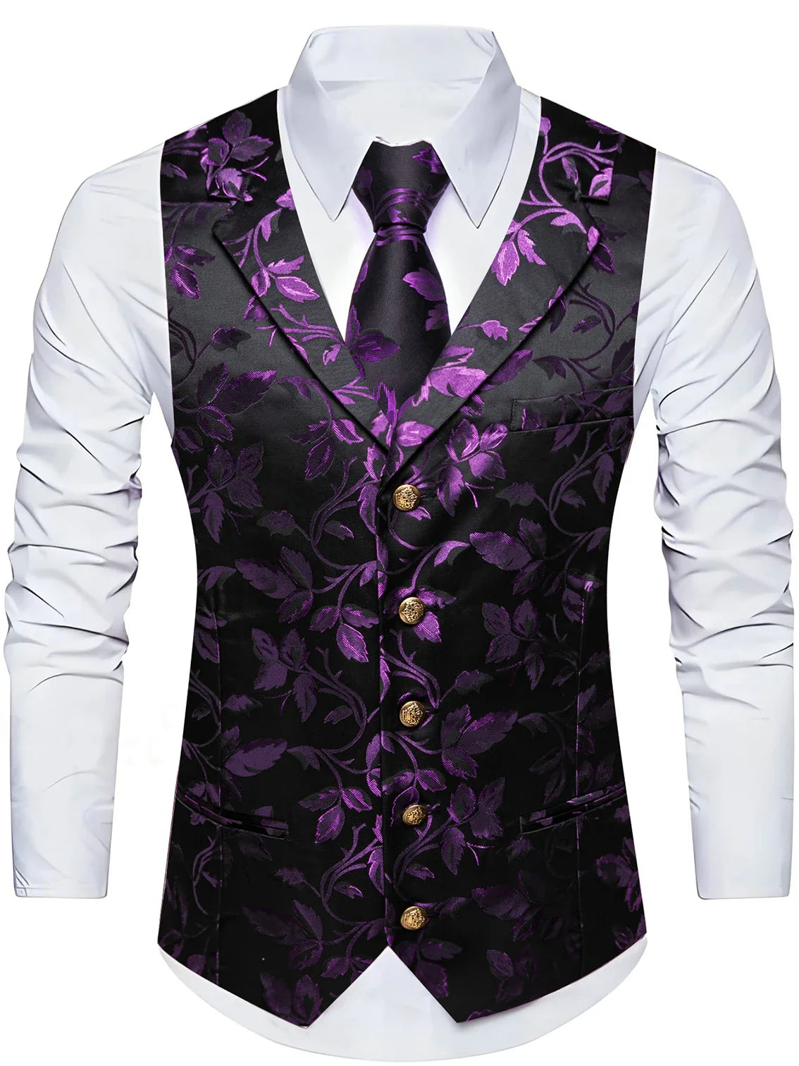 Men's Jacquard Paisley Vest with Bowtie – Formal Wedding & Tuxedo Waistcoat