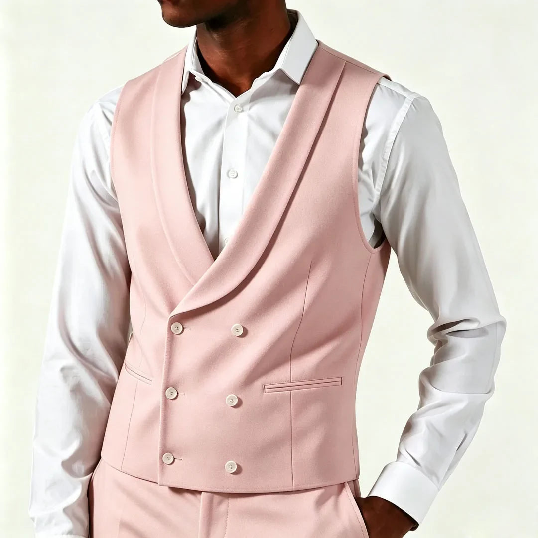 Men's Formal Vest – Double Breasted Lapel Waistcoat for Weddings & Business