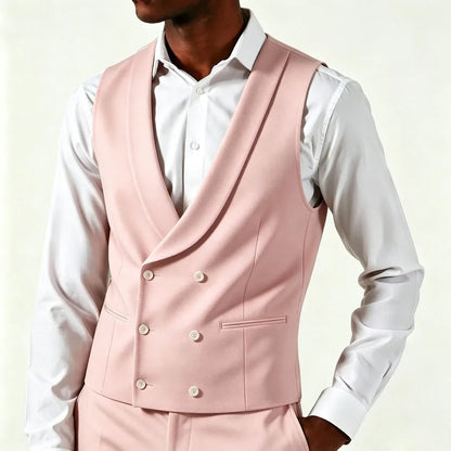 Men's Formal Vest – Double Breasted Lapel Waistcoat for Weddings & Business