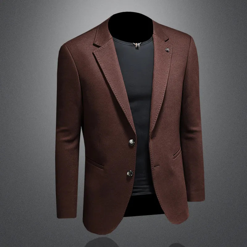 Men's Smart Casual Wool Blend Blazer – Single Breasted Suit Jacket – Black & Coffee