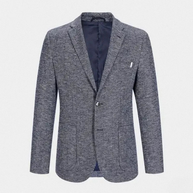 Wool Blend Classic Fashion Patterned Tweed Single-Breasted Blazer Jacket