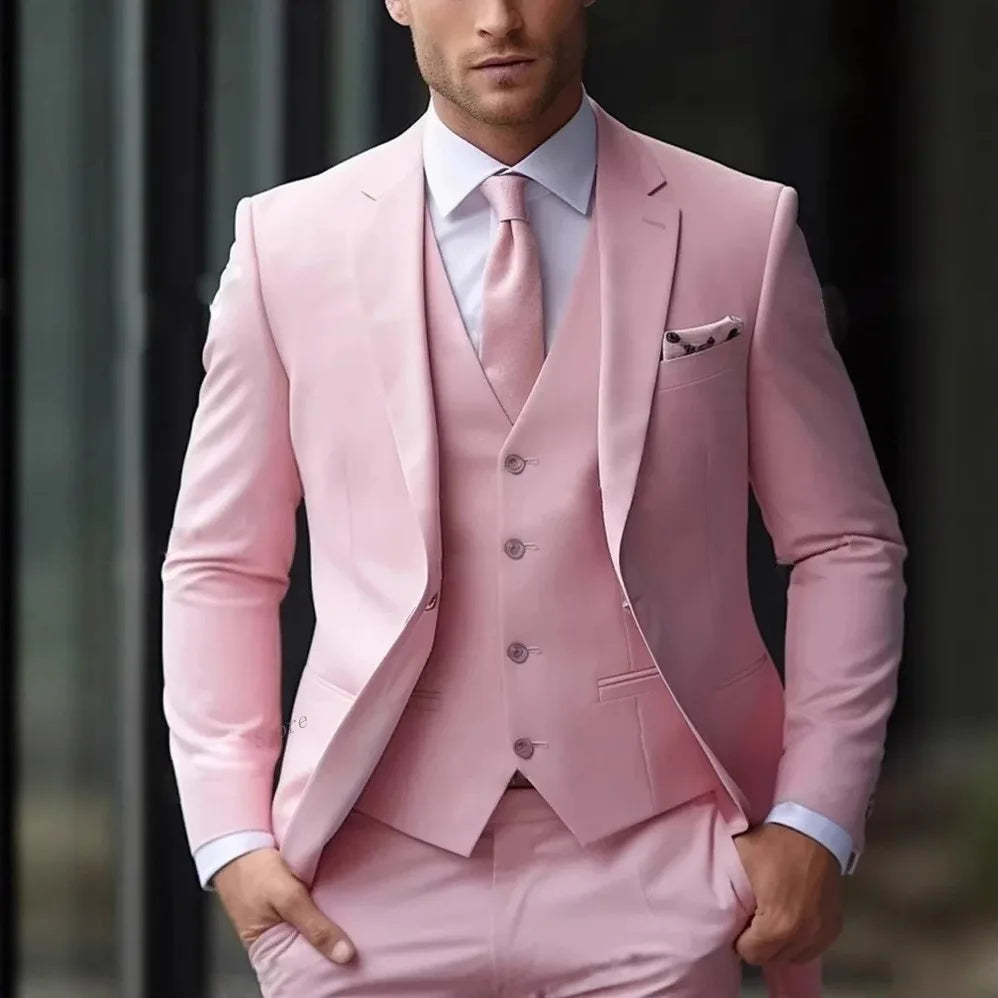 3-Piece Slim Fit Men's Suit – Single Breasted Business & Banquet Suit in Multiple Colors