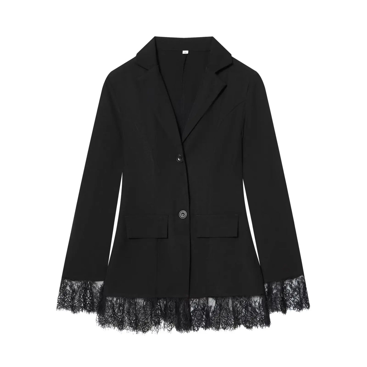 Woman Early Spring Fashion Long Sleeves Single Breasted Lace Patchwork Decoration Blazer Female Casual Slim Commuting Coat