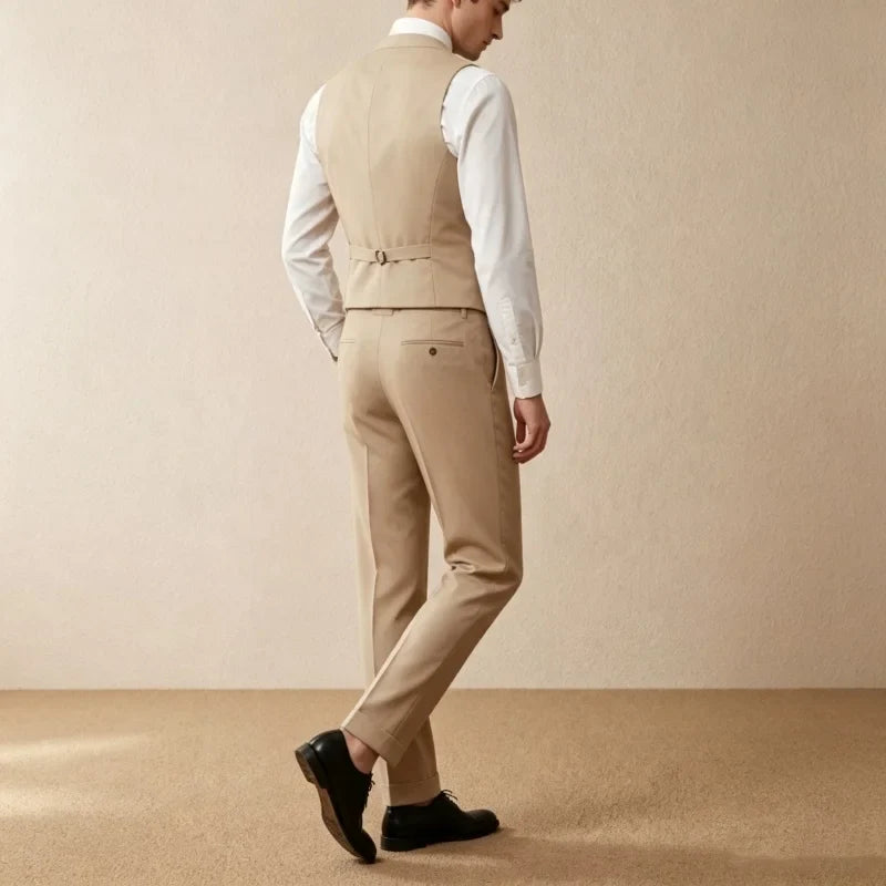 Men's 2-Piece Vest and Pants Suit Set – Slim Fit Double-Breasted Waistcoat for Wedding & Formal Wear