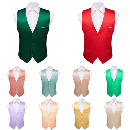 Men's Satin Vest Slim Fit Single-Breasted Waistcoat for Weddings and Formal Occasions