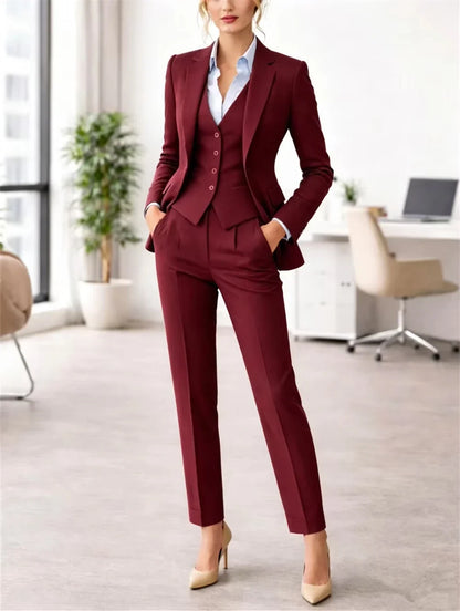 New Tuxedo Suit Slim Fit Three-Piece Women's Suit Wedding Guest Suits Elegant Office Women Suits Jacket+Vest+Pant