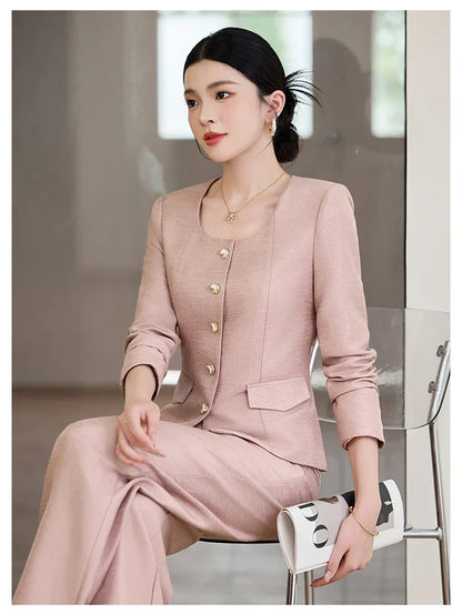 Fashionable professional women's two-piece trousers + suit jacket, exquisite elegant, 2025 autumn winter new style