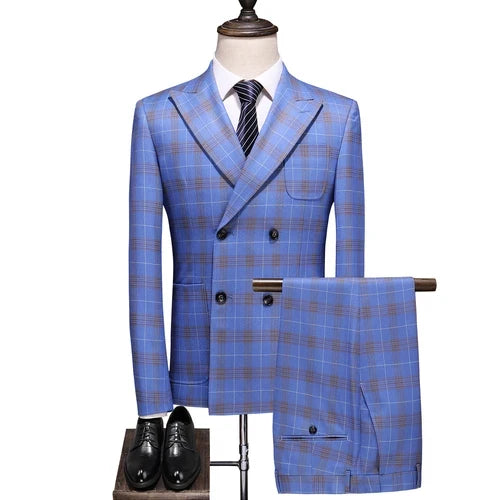 Men's Three-Piece Suit – Double Breasted Slim Fit Formal Suit for Men in Multiple Colors