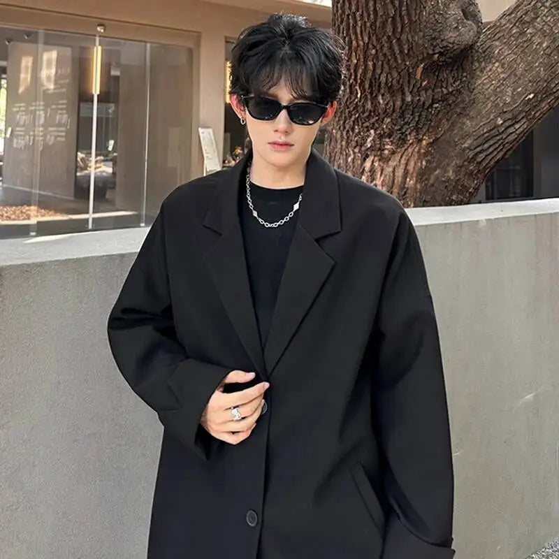 Men's Handsome Loose Casual Blazer Jacket Fashion Elegant 2026 New High Quality Stylish Social Solid Color Clothes JY7595
