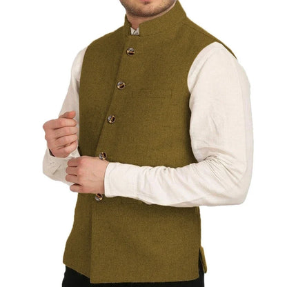 Men's Herringbone Suit Vest – Formal Single-Breasted Waistcoat for Weddings & Business