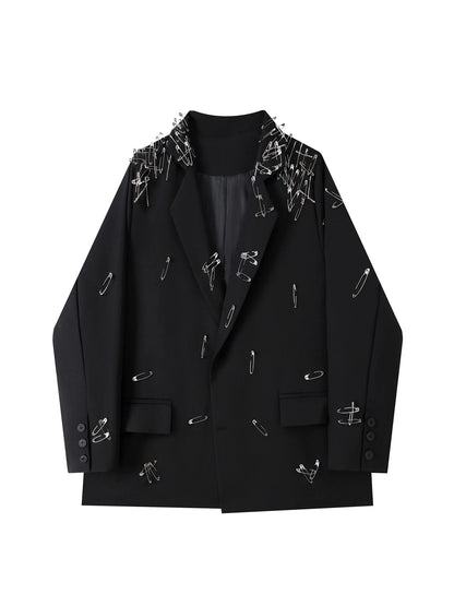 Women Black Gothic Emo Blazer Jacket Vintage Single Breasted Long Sleeve Outerwear Y2k 2000s Chic Fashion Suit Coat Autumn 2025