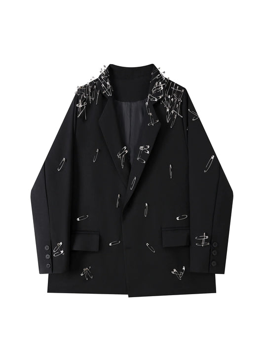 Women Black Gothic Emo Blazer Jacket Vintage Single Breasted Long Sleeve Outerwear Y2k 2000s Chic Fashion Suit Coat Autumn 2025